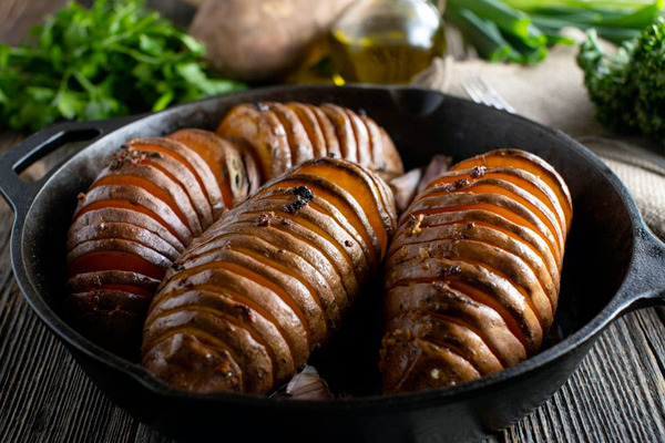 Hasselback Sweet Potatoes with Sage